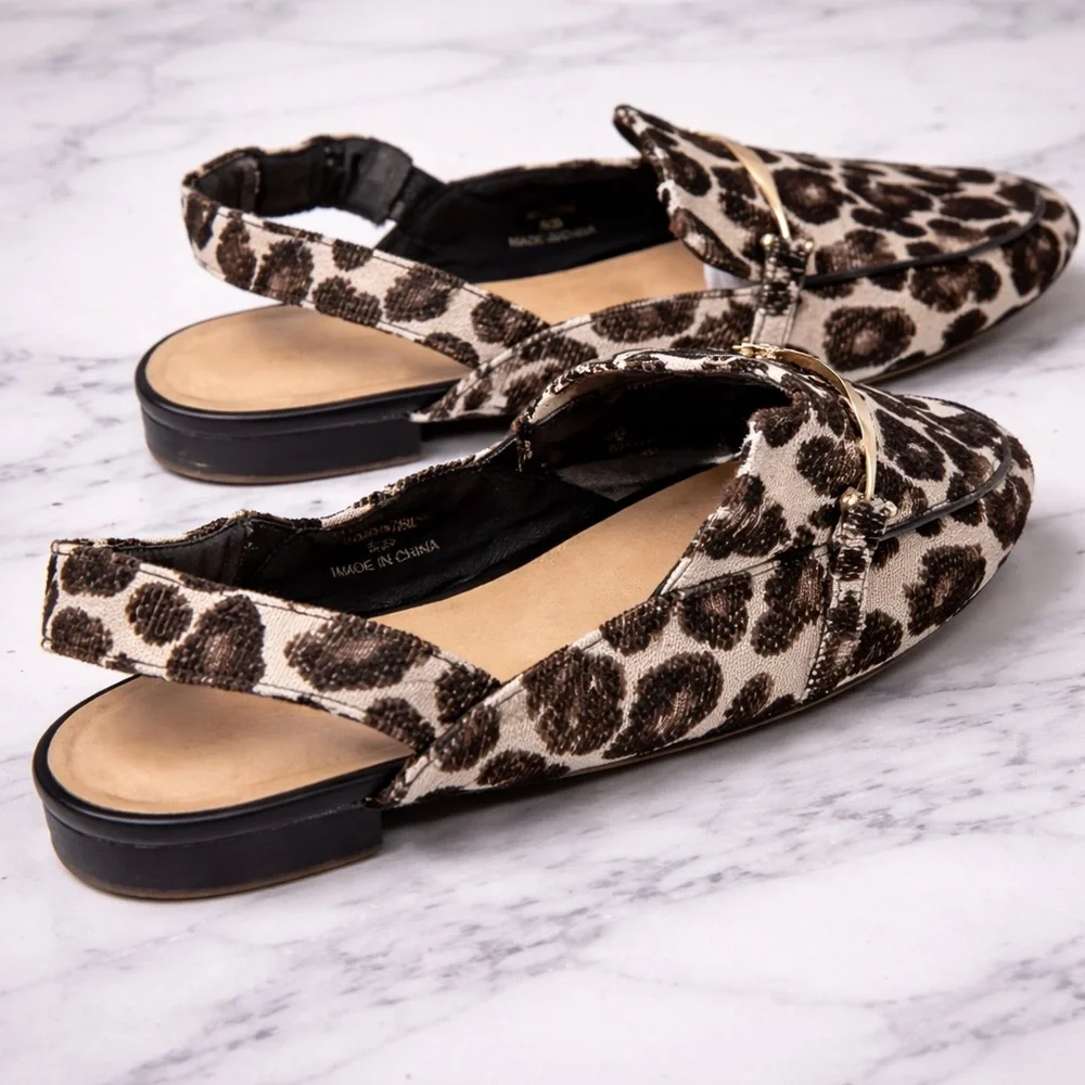 Leopard Print Slingback Loafers - Women size 6